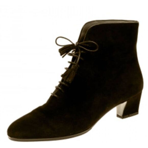 SALVATORE FERRAGAMO Brown Suede Lace-Up Ankle Boot Size 6.5 - Picture 1 of 7